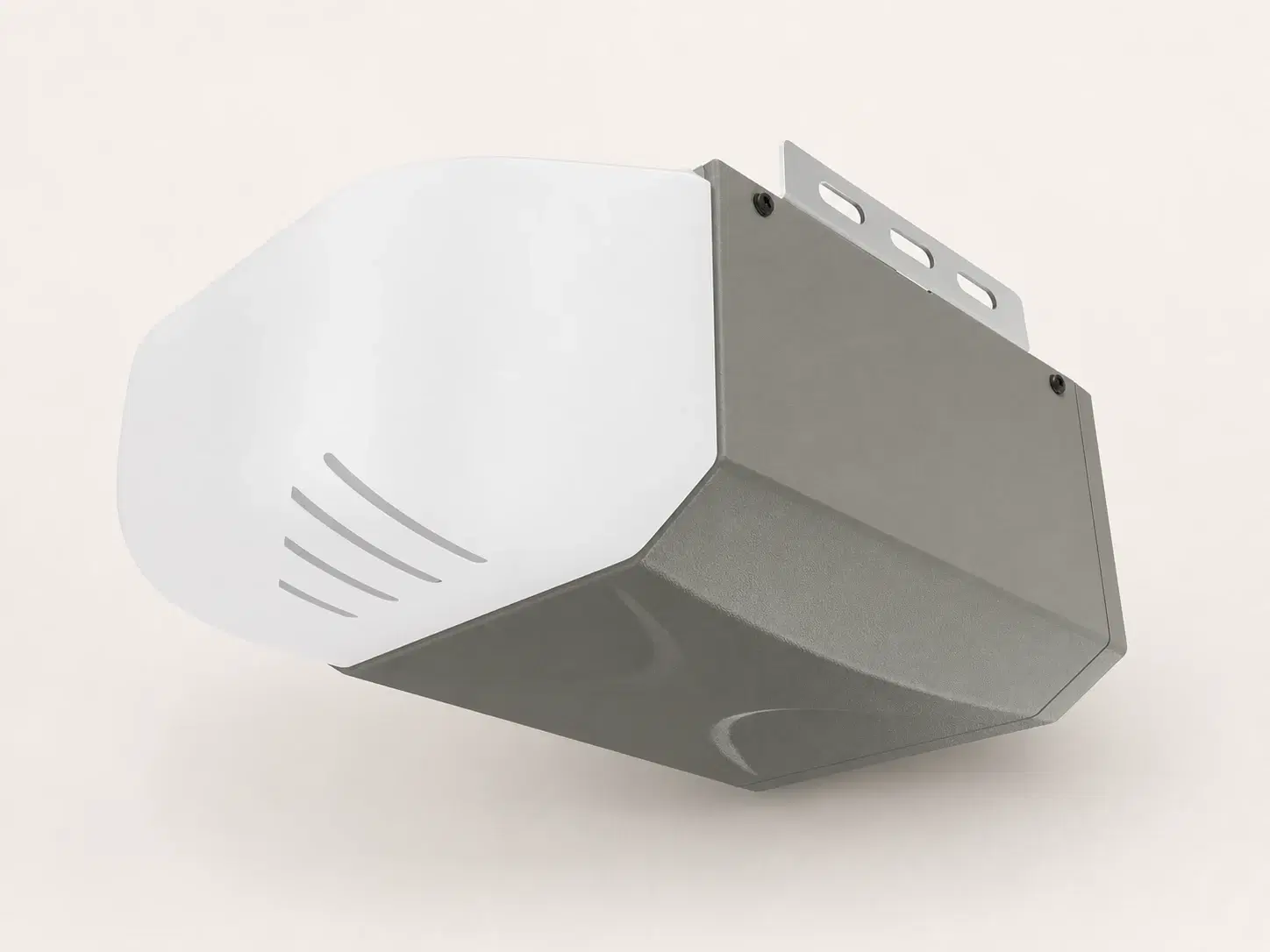 Illustrative rendering of the gray and white Guardian 4150V opener motor unit