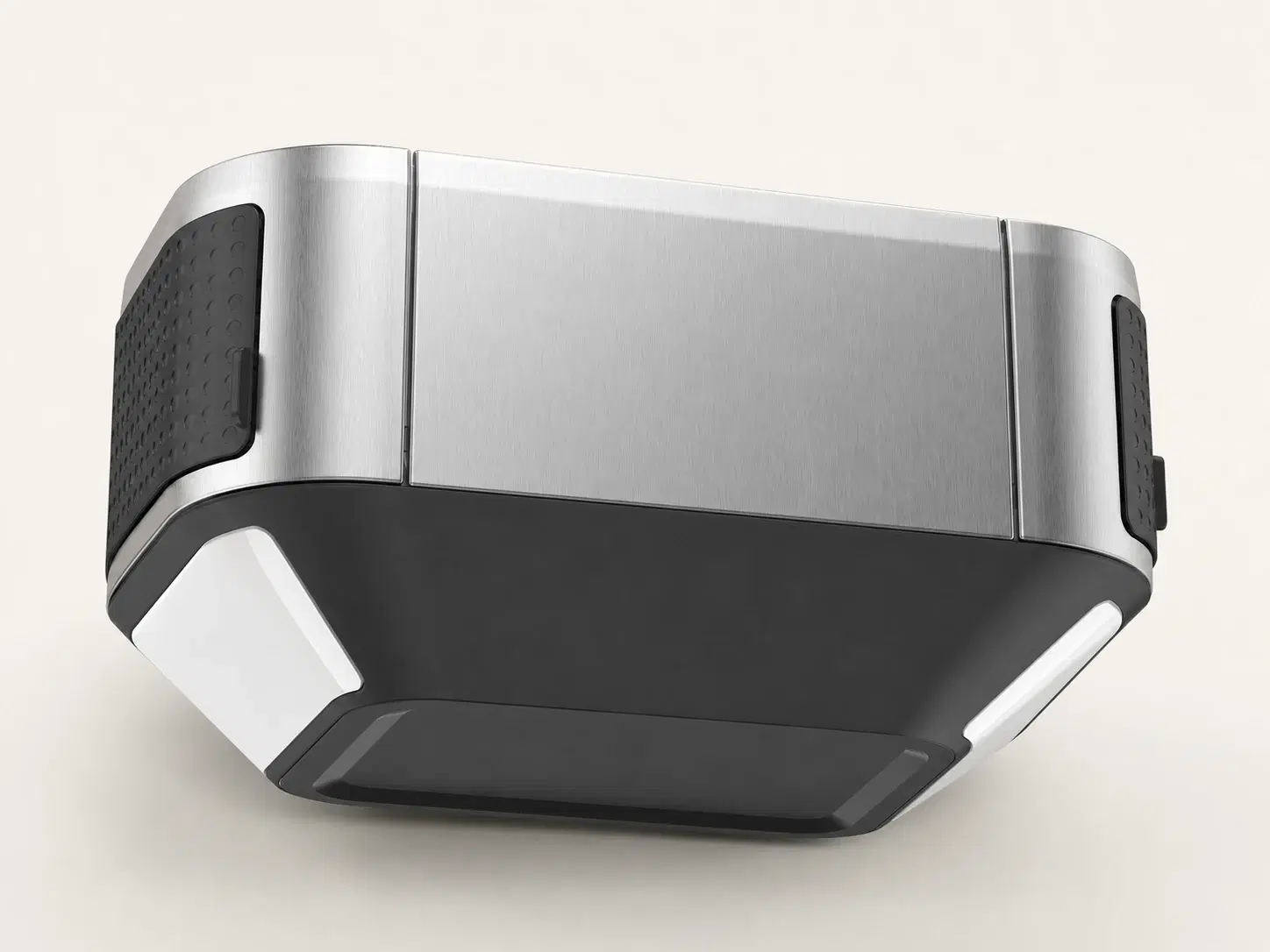 Illustrative rendering of the wide silver and charcoal LiftMaster 84501 opener motor unit