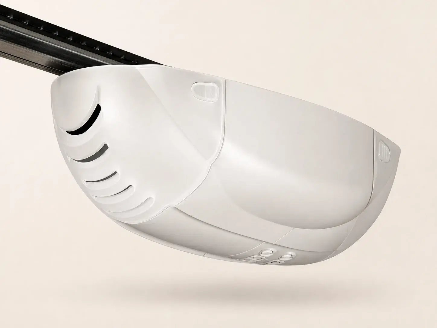 Illustrative rendering of the white Overhead Door Legacy 800 model 2026 opener motor unit