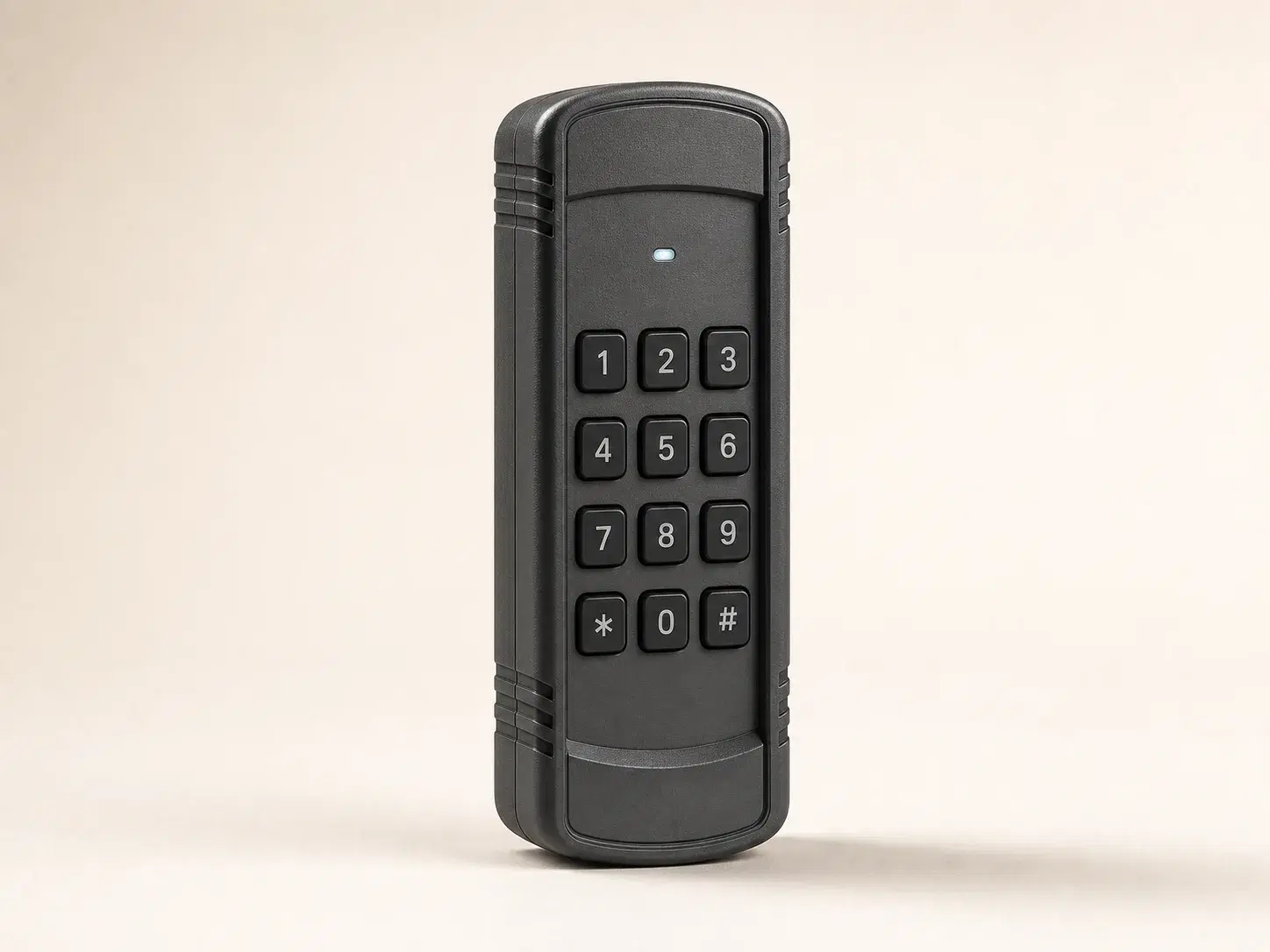 Illustrative rendering of a tall dark SOMMER-compatible wireless keypad
